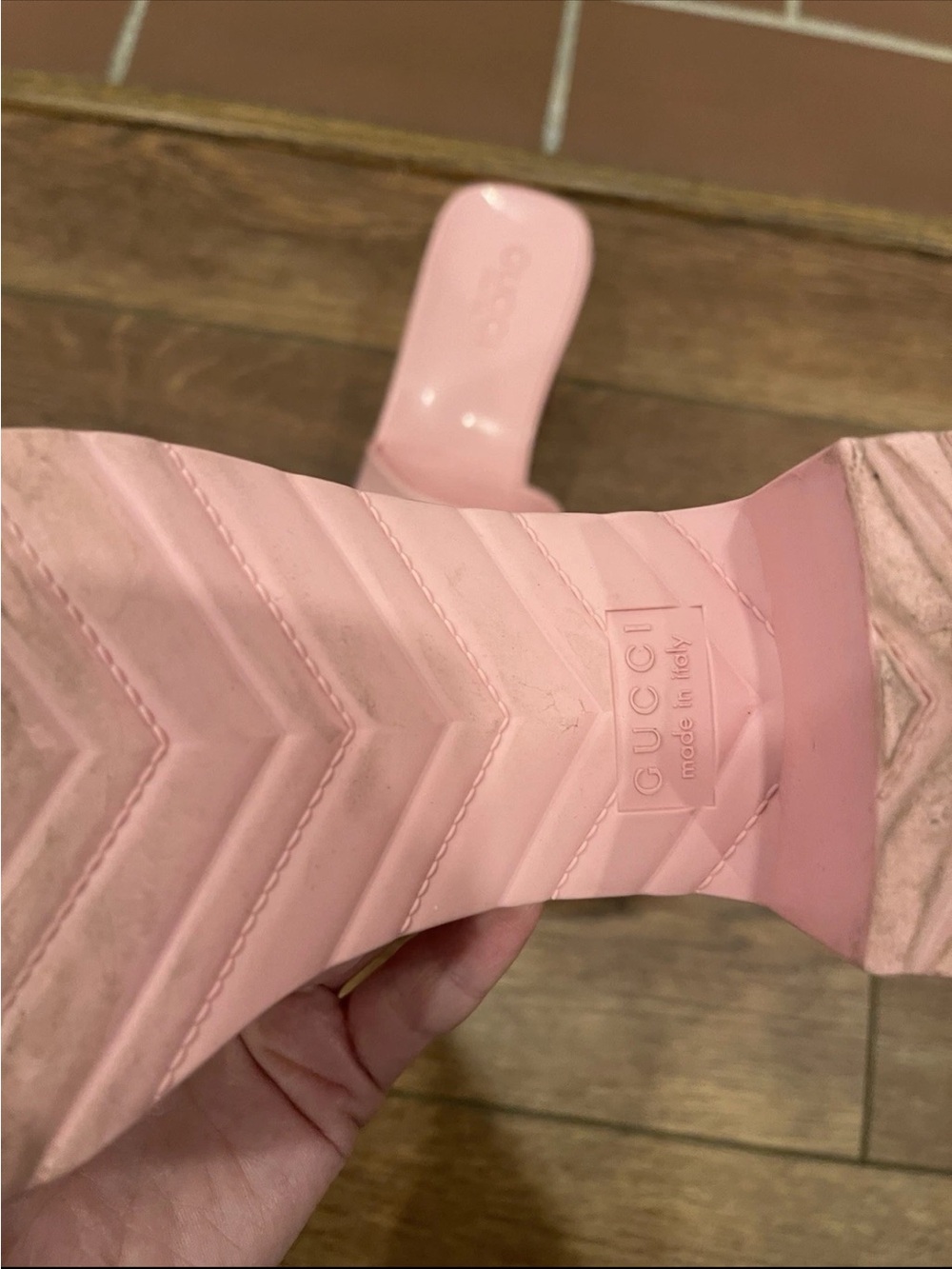 Gucci Pink Logo Slide Mules size 37 - Picture 3 of 4